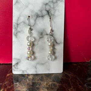 Elegant Crystal and Pearl Drop Earrings